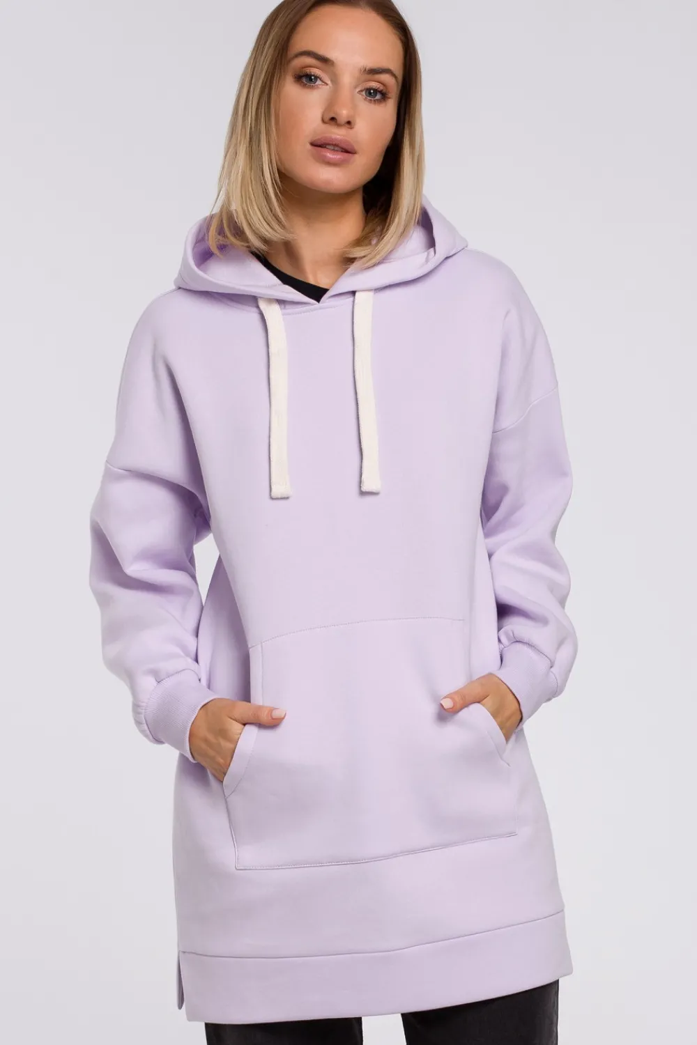 Online Bluza oversize z kieszenią typu kangurek - liliowa Bluzy