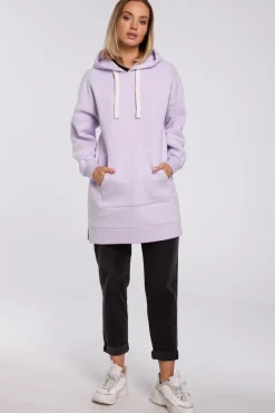 Online Bluza oversize z kieszenią typu kangurek - liliowa Bluzy