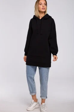 Outlet Bluza oversize z kieszenią typu kangurek - czarna Bluzy