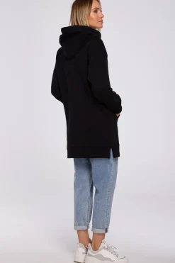 Outlet Bluza oversize z kieszenią typu kangurek - czarna Bluzy