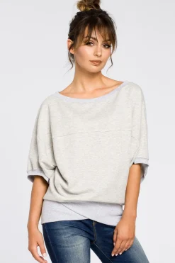 Clearance Buza overize z rękawai kiono - popieata Odzież Casualowa|Dobry Skład