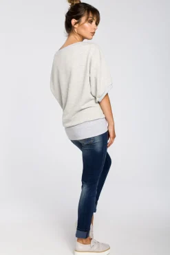 Clearance Buza overize z rękawai kiono - popieata Odzież Casualowa|Dobry Skład