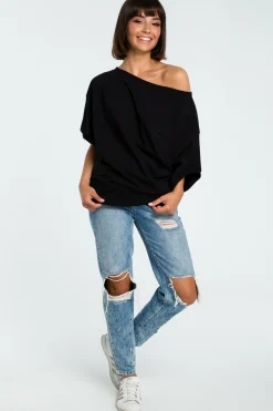Hot Buza overize z rękawe kiono - czarna Odzież Casualowa|Dobry Skład