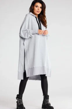 Best Bluza oversize z rozcięciami po bokach - szara Odzież Casualowa|Dobry Skład