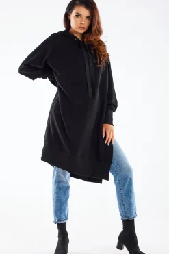 Clearance Bluza oversize z rozcięciami po bokach - czarna Odzież Casualowa|Dobry Skład
