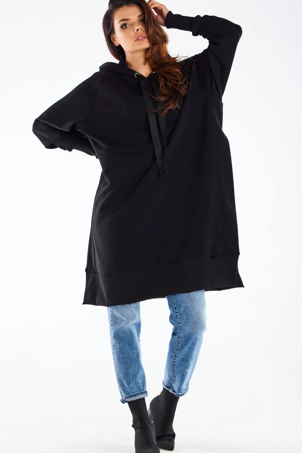 Clearance Bluza oversize z rozcięciami po bokach - czarna Odzież Casualowa|Dobry Skład