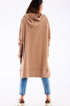 Hot Bluza oversize z rozcięciami po bokach - beżowa Odzież Casualowa|Dobry Skład