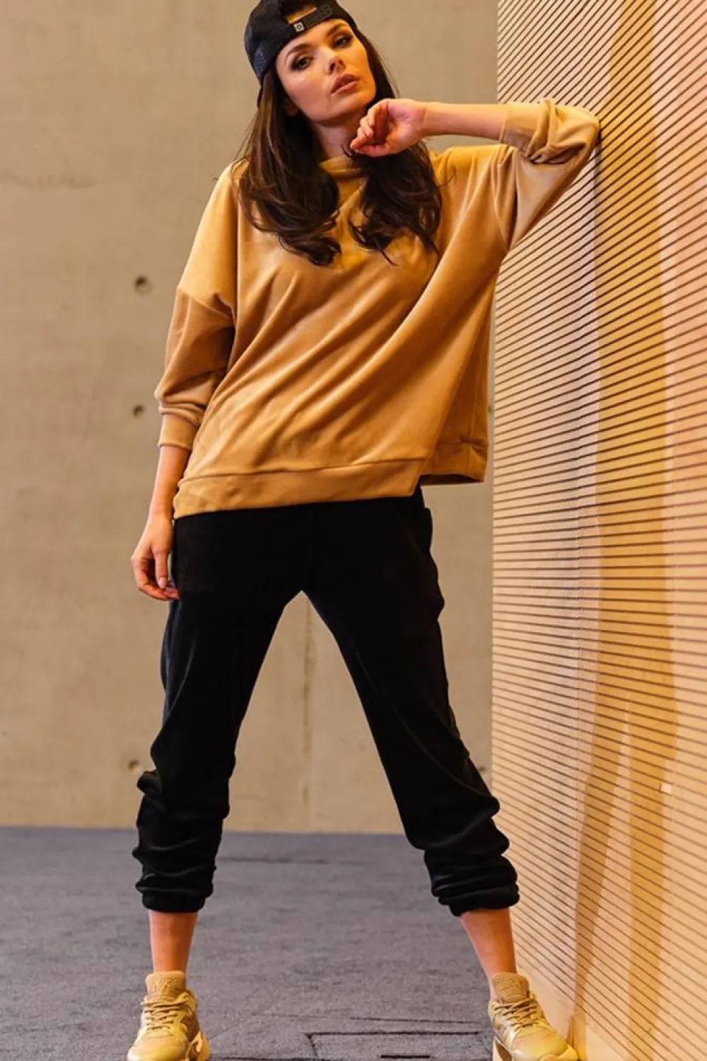 Clearance Bluza oversize z weluru - beżowa Odzież Casualowa|Bluzy