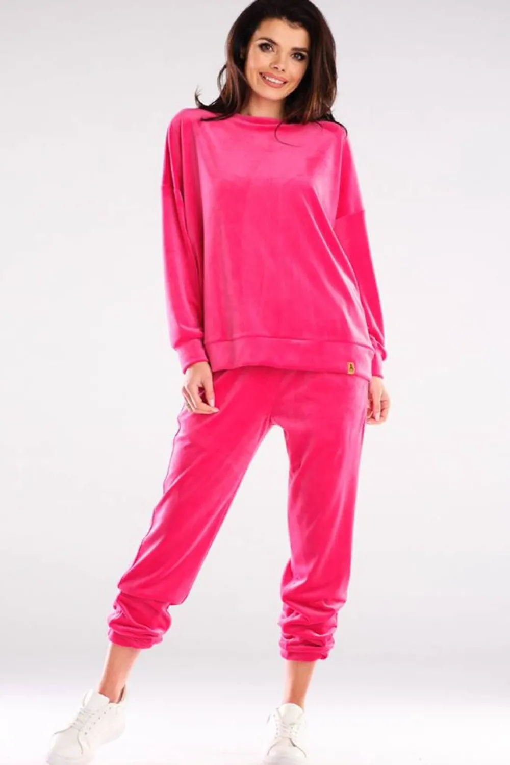 Outlet Bluza oversize z weluru - różowa Odzież Casualowa|Bluzy