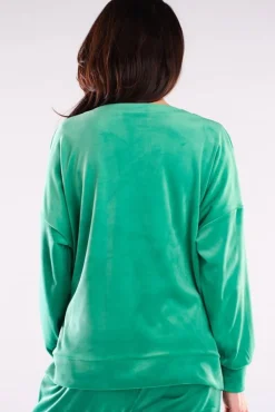 Sale Bluza oversize z weluru - zielona Odzież Casualowa|Bluzy