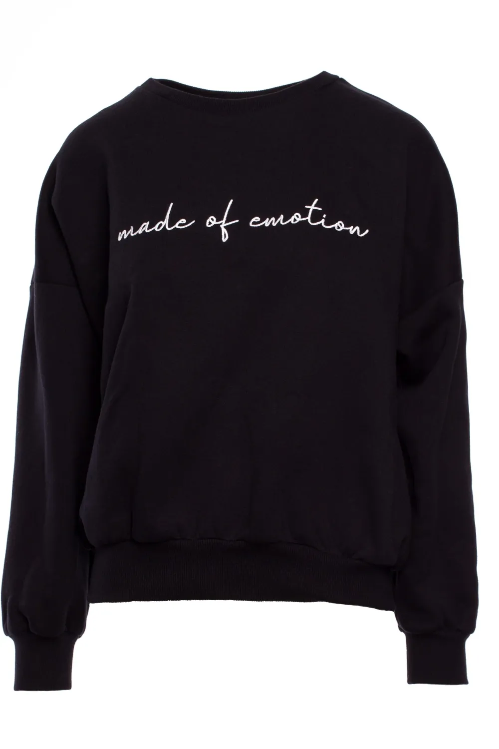 Bluza szeroka z haftem - czarna Odzież Casualowa|Bluzy