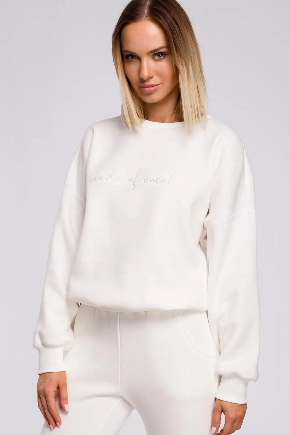 Online Buza zeroka z hafte - ecru Odzież Casualowa|Bluzy