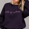 Clearance Bluza szeroka z haftem - granatowa Odzież Casualowa|Bluzy