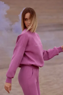 Online Bluza szeroka z haftem - lawendowa Bluzy