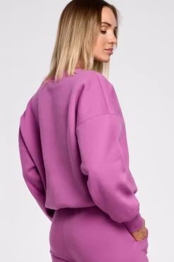Online Bluza szeroka z haftem - lawendowa Bluzy