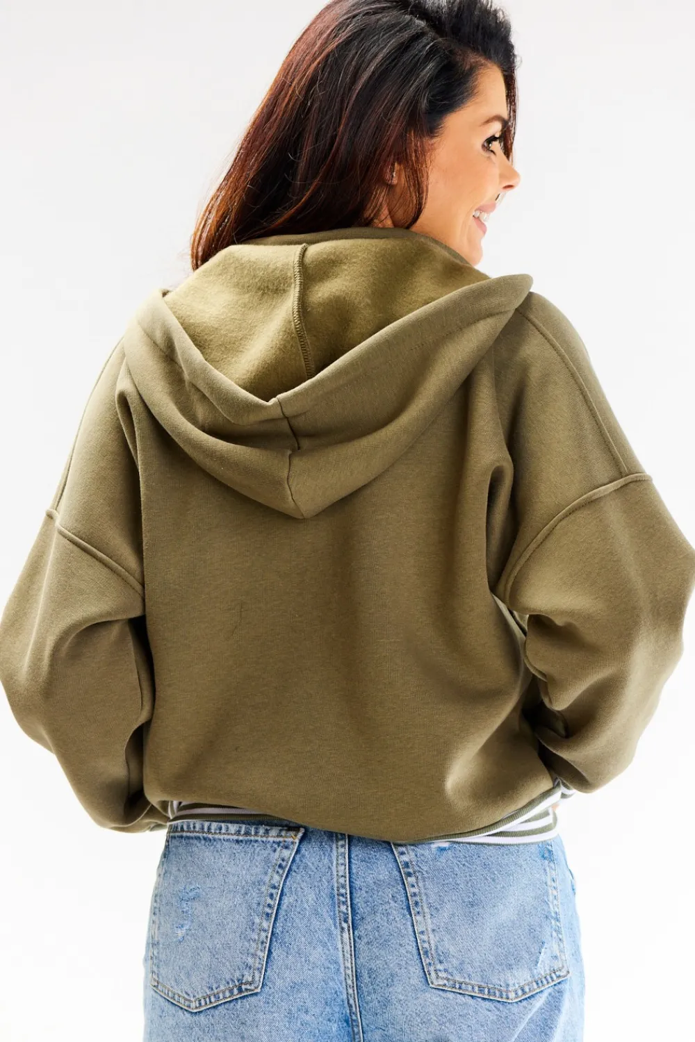 Hot Buza typu boberka ze tójką i kapture - khaki Odzież Casualowa|Bluzy