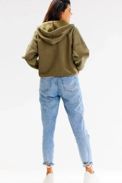 Hot Buza typu boberka ze tójką i kapture - khaki Odzież Casualowa|Bluzy