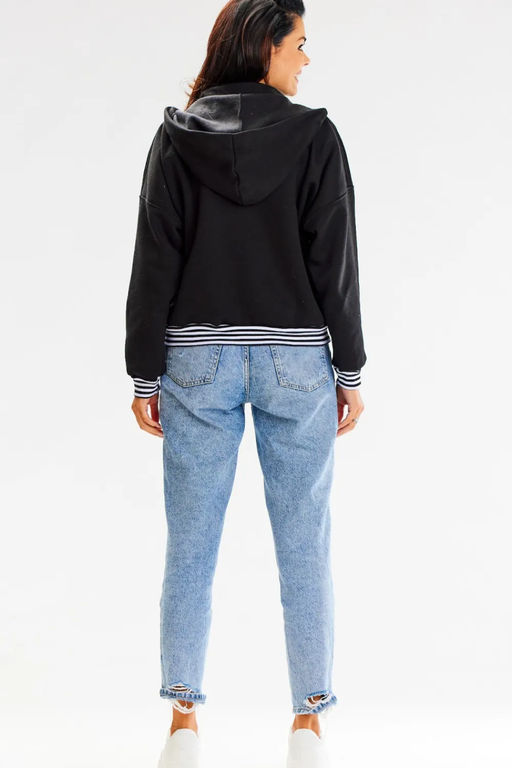 New Buza typu boberka ze tójką i kapture - czarna Odzież Casualowa|Bluzy