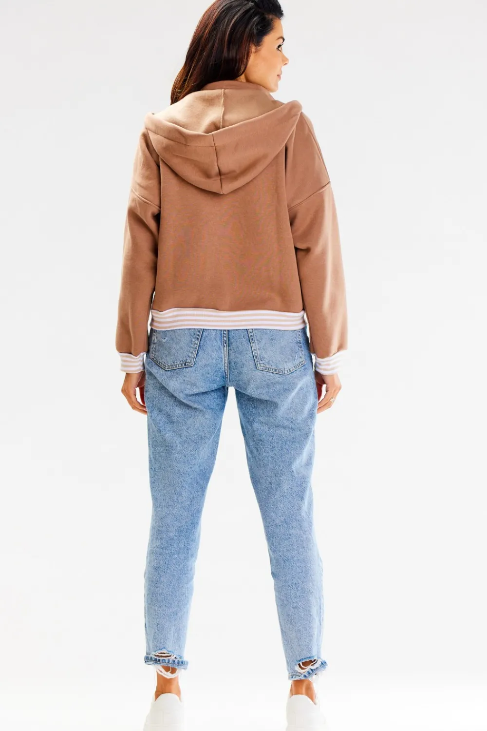 New Buza typu boberka ze tójką i kapture - beżowa Odzież Casualowa|Bluzy