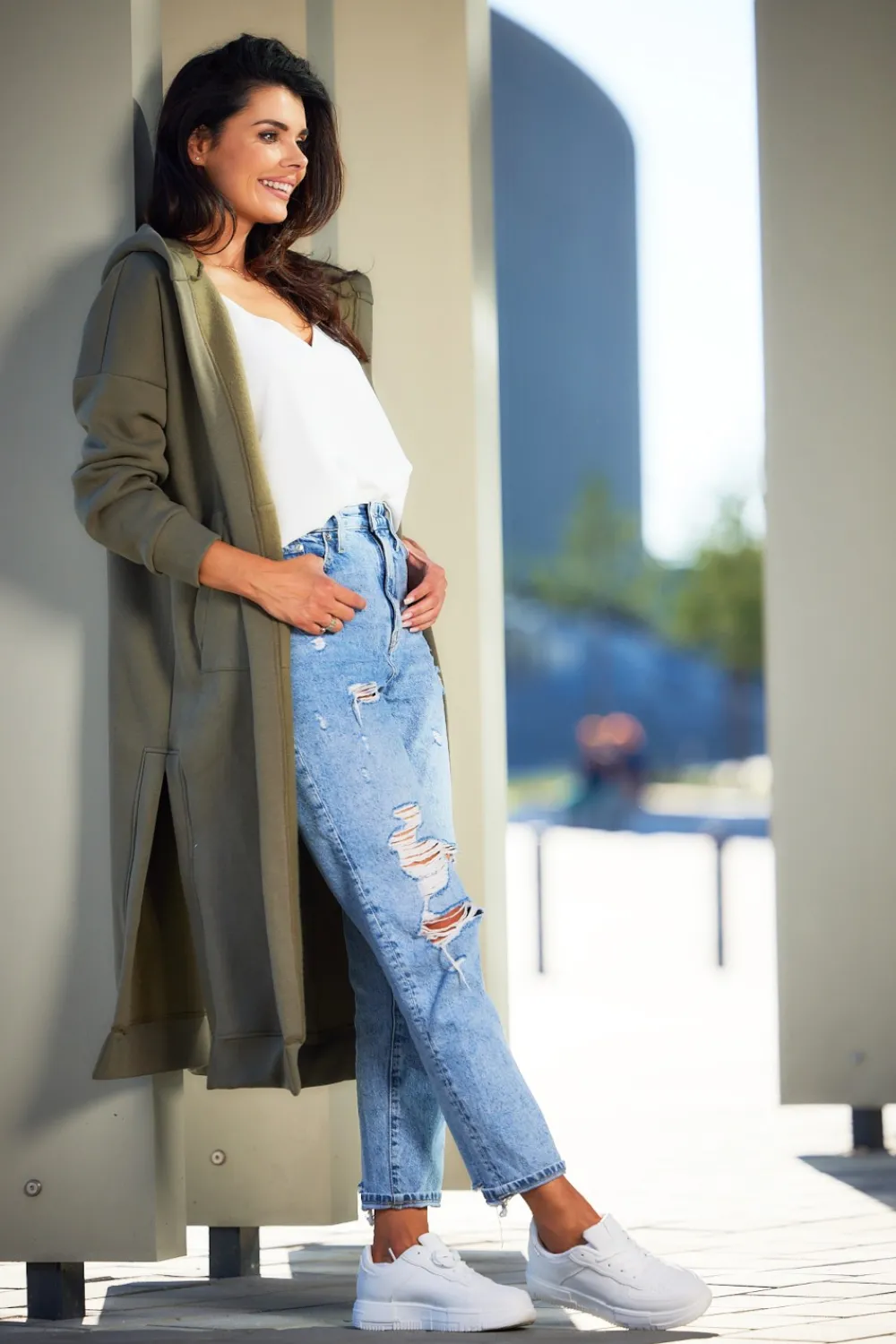 Online Buza typu parka z kapture i kiezeniai - khaki Odzież Casualowa|Bluzy