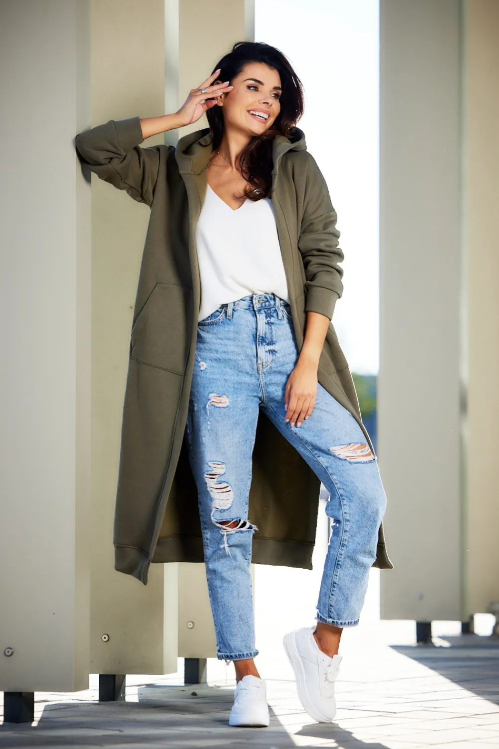 Online Buza typu parka z kapture i kiezeniai - khaki Odzież Casualowa|Bluzy