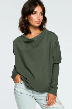 Discount Buza z dekote z tyłu - iitarno-zieona Odzież Casualowa|Dobry Skład