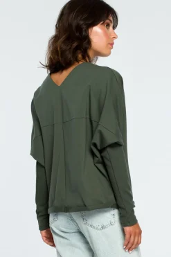 Discount Buza z dekote z tyłu - iitarno-zieona Odzież Casualowa|Dobry Skład