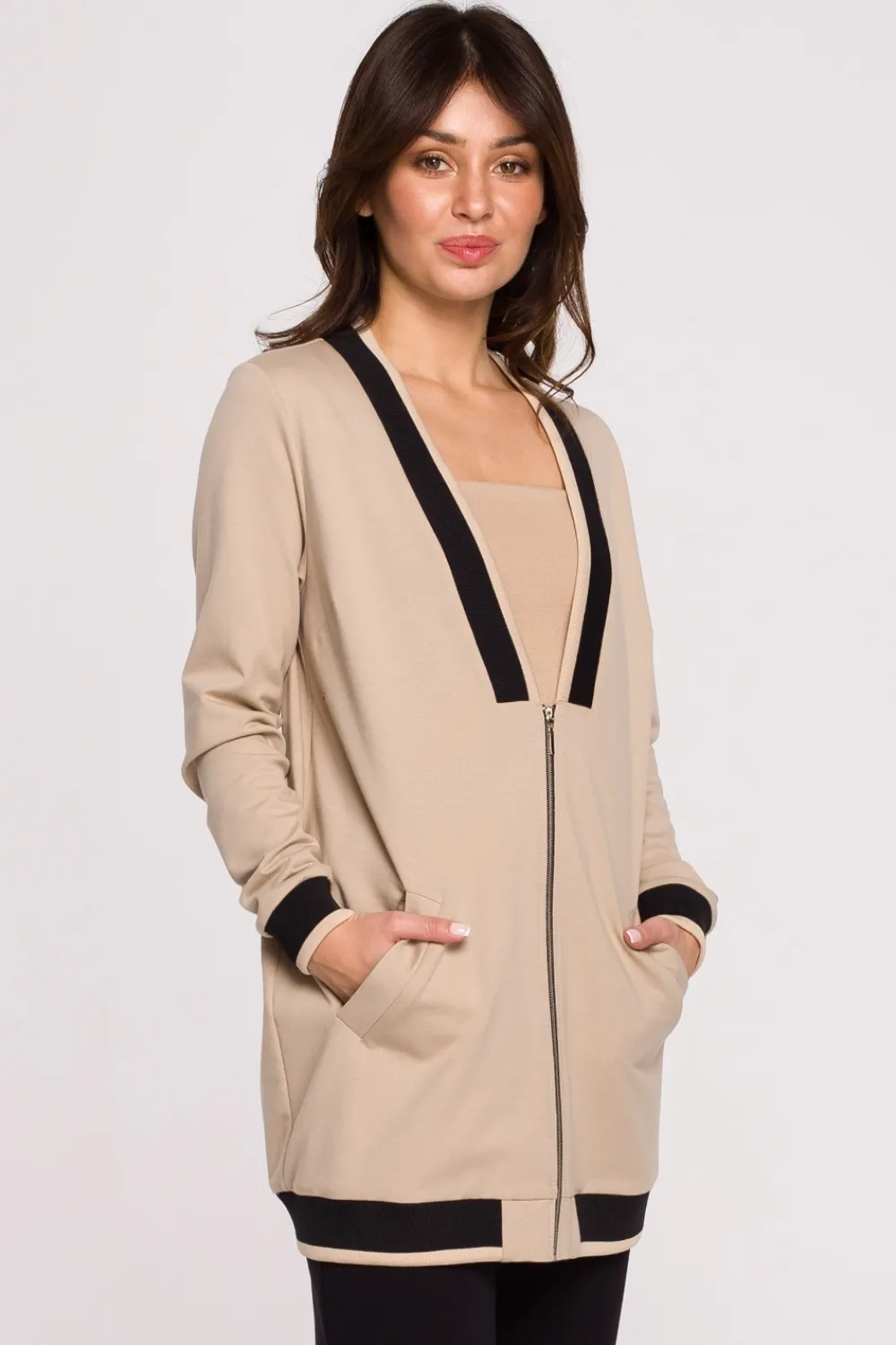 Hot Bluza ze ściągaczami - beżowa Bluzy