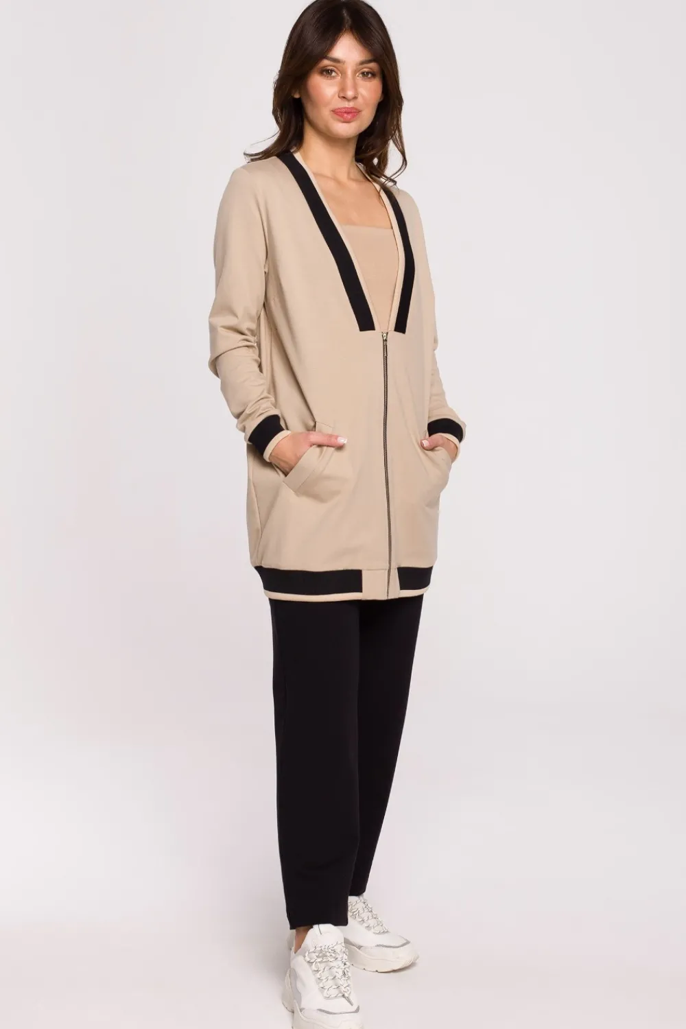 Hot Bluza ze ściągaczami - beżowa Bluzy