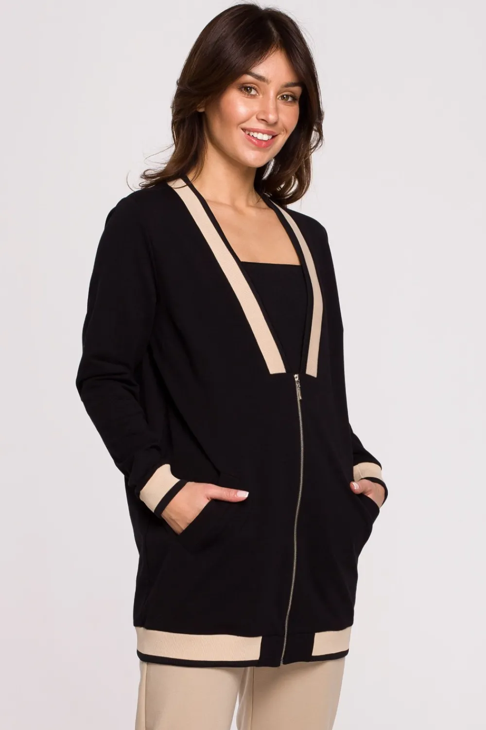 Discount Bluza ze ściągaczami - czarna Bluzy