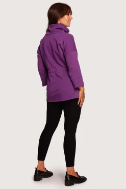 Outlet Buza z gofe o przedłużony kroju - purpurowa Odzież Casualowa|Bluzy