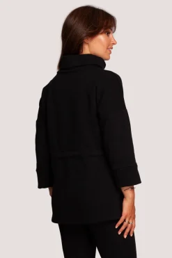 Hot Buza z gofe o przedłużony kroju - czarna Odzież Casualowa|Bluzy