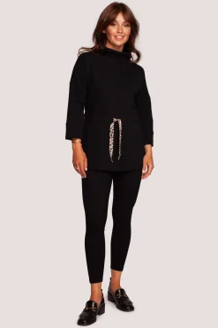 Hot Buza z gofe o przedłużony kroju - czarna Odzież Casualowa|Bluzy