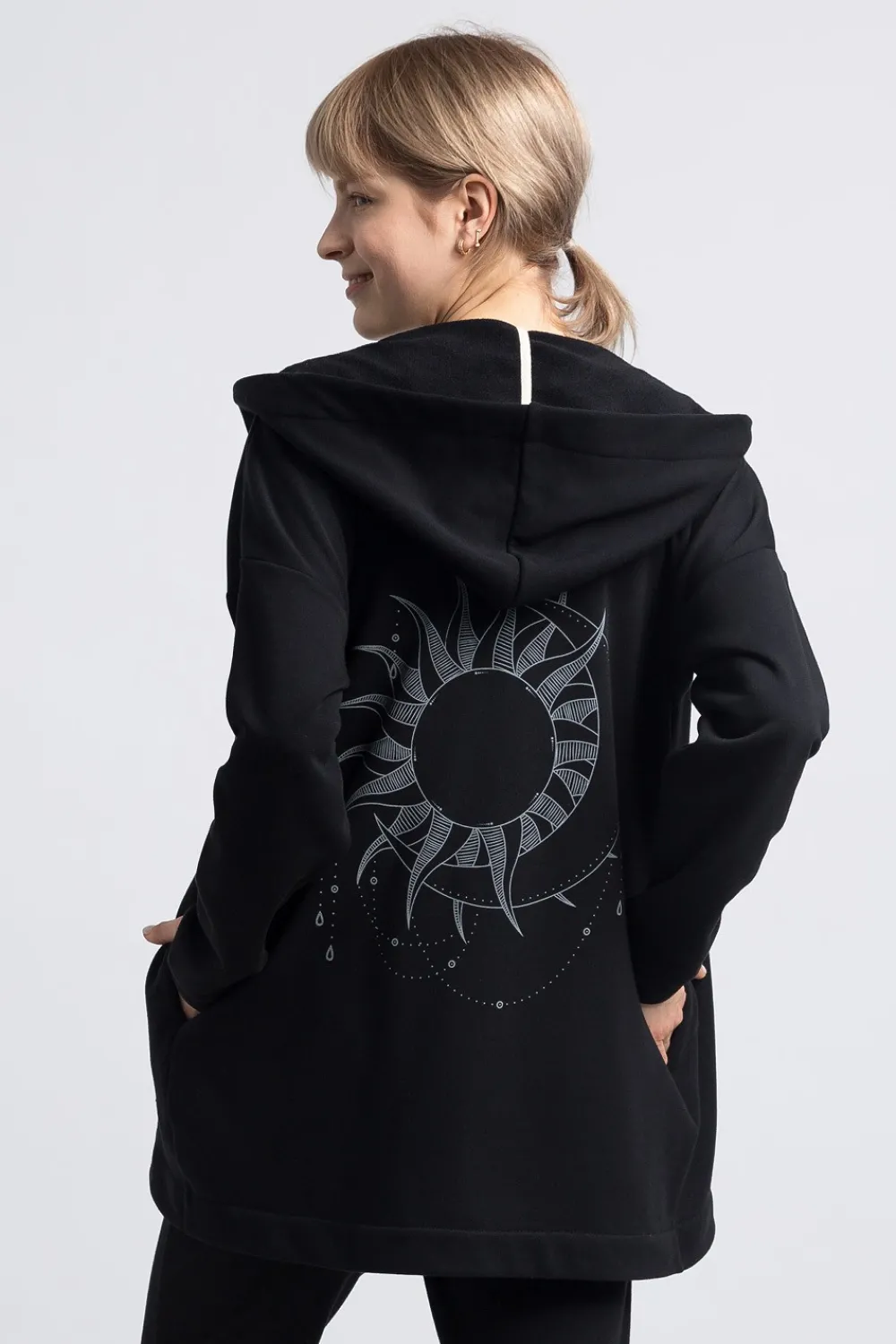 Sale Bluza z kapturem bez zapięcia - czarna Odzież Casualowa|Bluzy