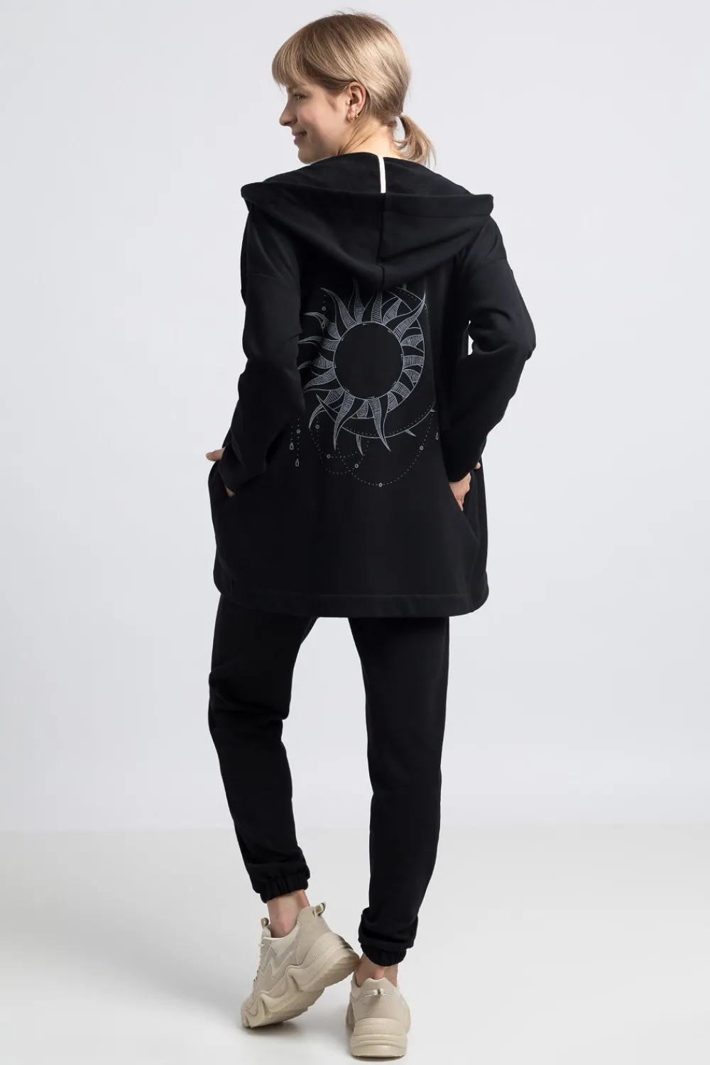 Sale Bluza z kapturem bez zapięcia - czarna Odzież Casualowa|Bluzy