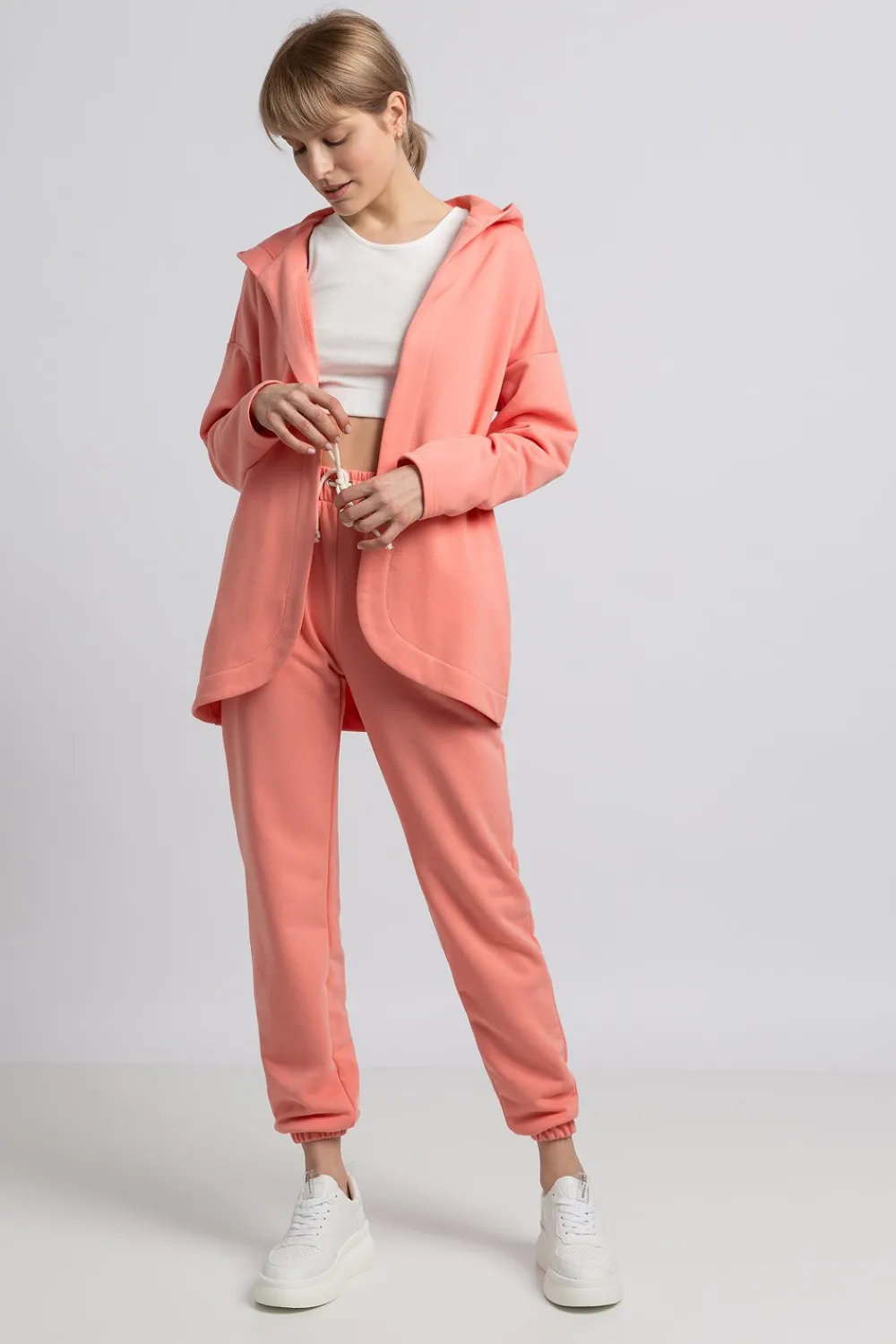 Discount Buza z kapture bez zapięcia - koraowa Odzież Casualowa|Bluzy