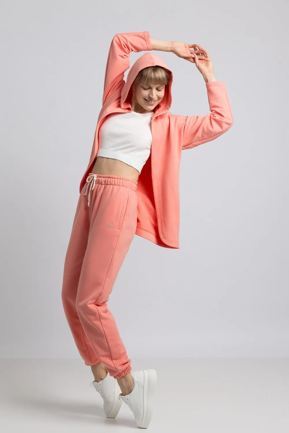 Discount Buza z kapture bez zapięcia - koraowa Odzież Casualowa|Bluzy