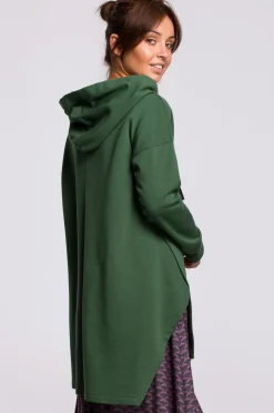 New Bluza z kapturem i asymetrycznym rozcięciem - trawiasta Odzież Casualowa|Bluzy