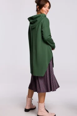 New Bluza z kapturem i asymetrycznym rozcięciem - trawiasta Odzież Casualowa|Bluzy
