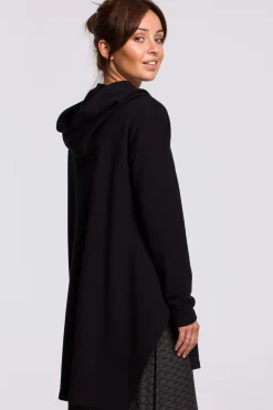 Best Bluza z kapturem i asymetrycznym rozcięciem - czarna Odzież Casualowa|Bluzy