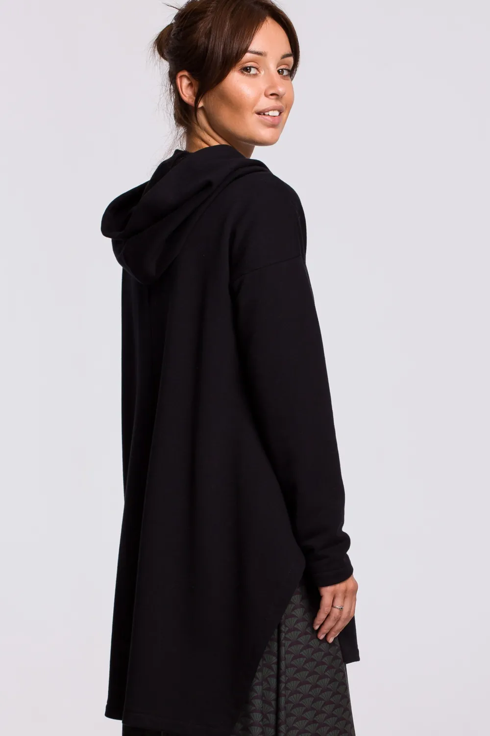 Best Bluza z kapturem i asymetrycznym rozcięciem - czarna Odzież Casualowa|Bluzy