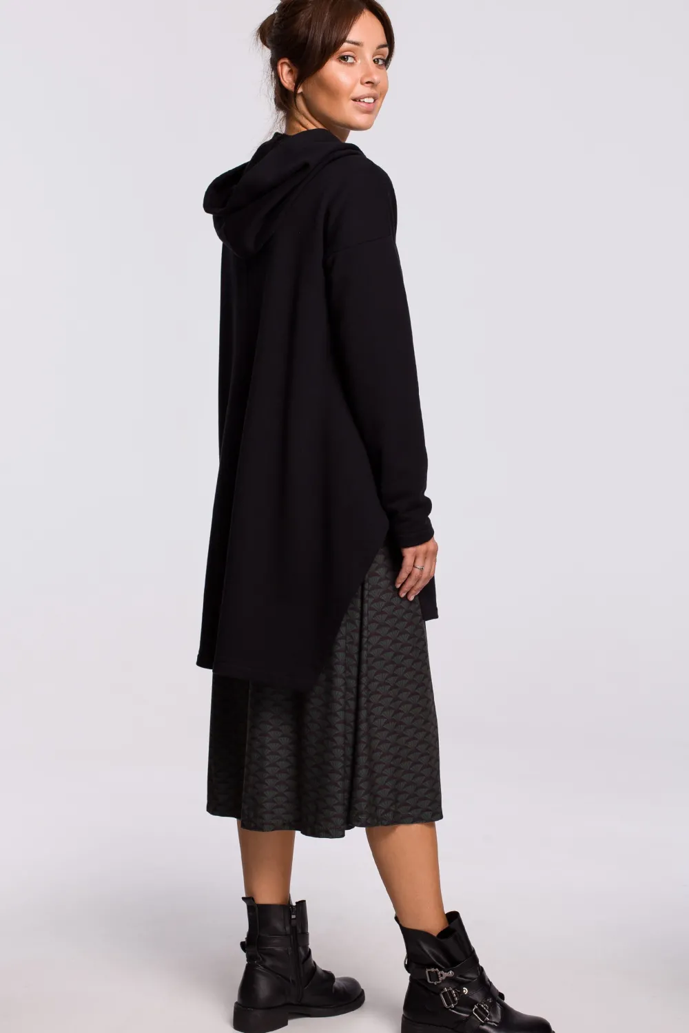 Best Bluza z kapturem i asymetrycznym rozcięciem - czarna Odzież Casualowa|Bluzy