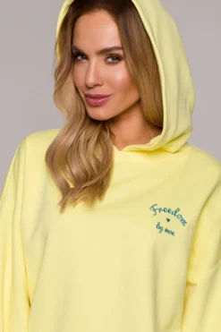 Sale Buza z kapture i bufiatyi rękawai - cytrynowa Bluzy