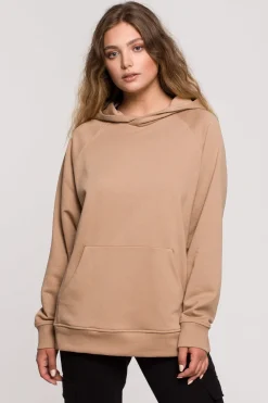 Hot Buza z kapture i kiezenią kangurek - orzechowa Odzież Casualowa|Bluzy