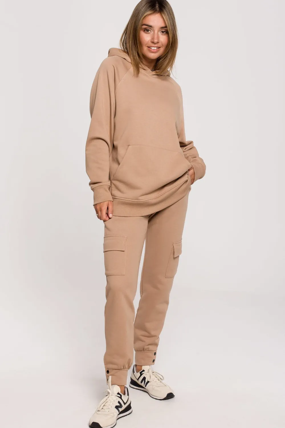 Hot Buza z kapture i kiezenią kangurek - orzechowa Odzież Casualowa|Bluzy