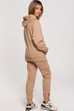 Hot Buza z kapture i kiezenią kangurek - orzechowa Odzież Casualowa|Bluzy