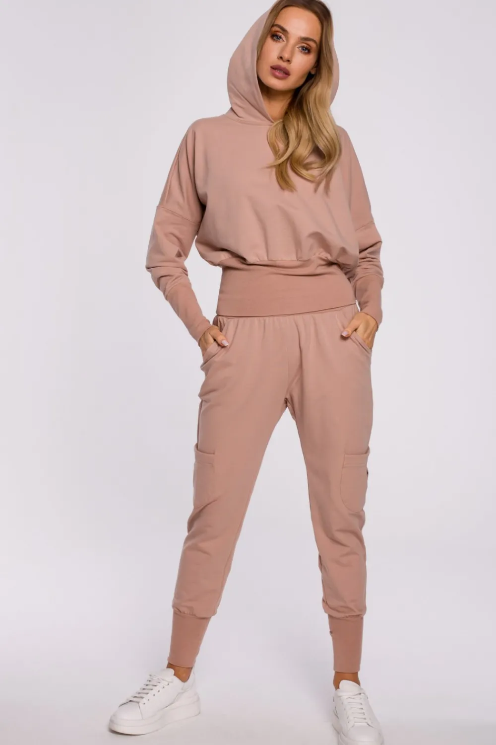 New Bluza z kapturem i wysokim ściągaczem - mocca Bluzy