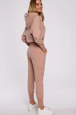 New Bluza z kapturem i wysokim ściągaczem - mocca Bluzy