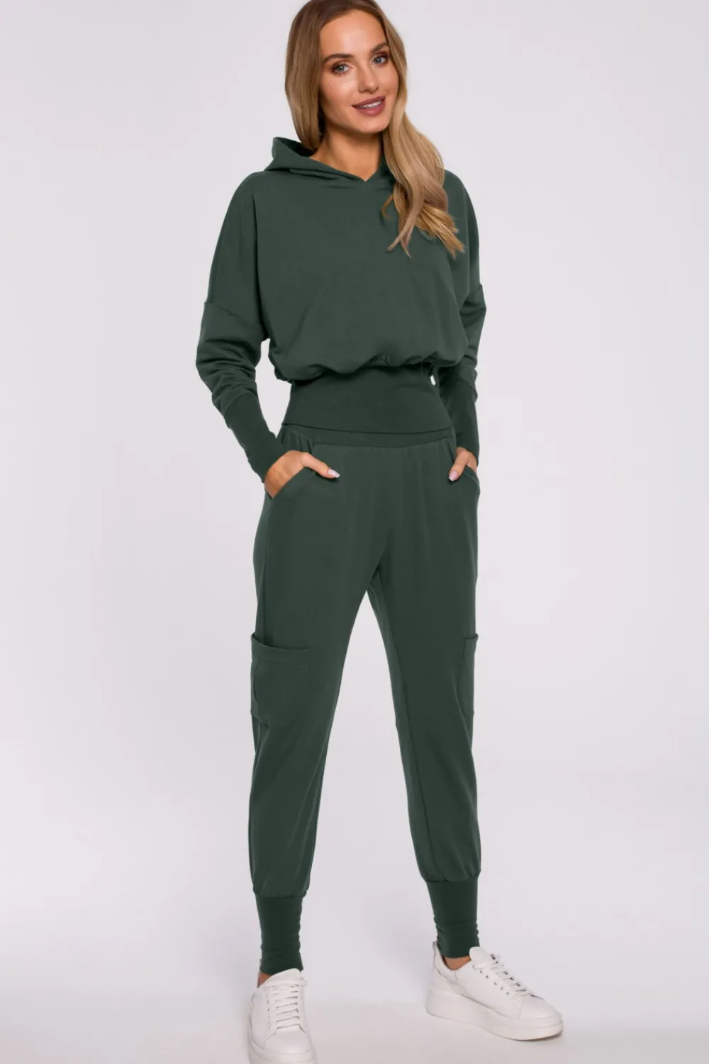 Hot Buza z kapture i wyoki ściągacze - iitarno-zieona Odzież Casualowa|Bluzy