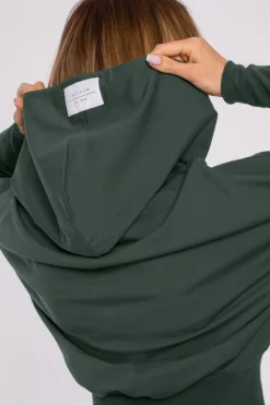 Hot Buza z kapture i wyoki ściągacze - iitarno-zieona Odzież Casualowa|Bluzy